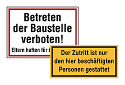 Baustellenschilder