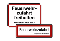 Feuerwehrzufahrts-Schilder