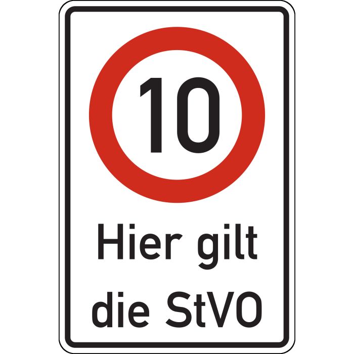 Verkehrsschild Hier gilt die StVO 10 km/h direkt beim Hersteller kaufen