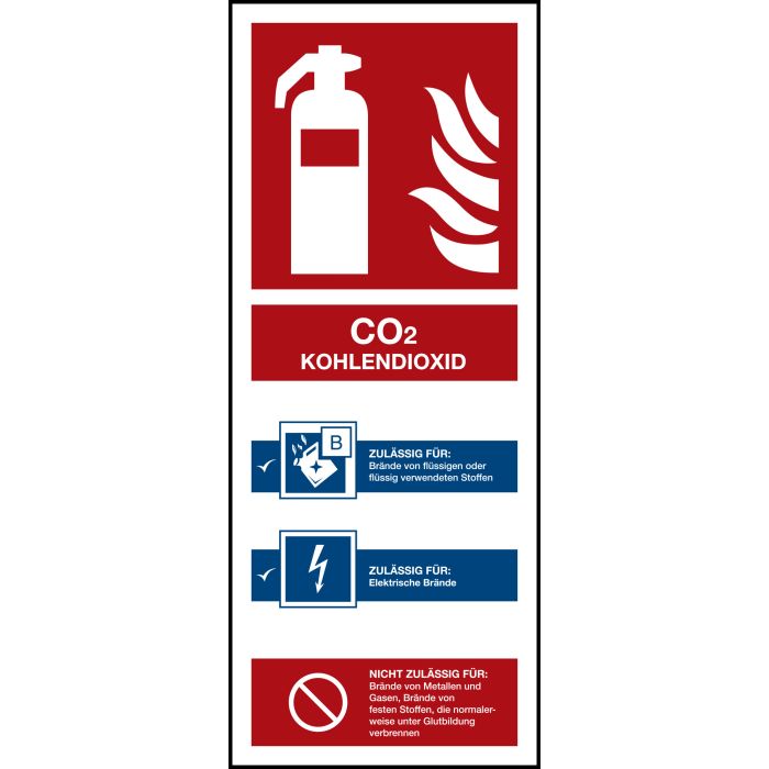 Brandschutzzeichen Feuerlöscher CO2 Kohlendioxid, Aluminium (0,5