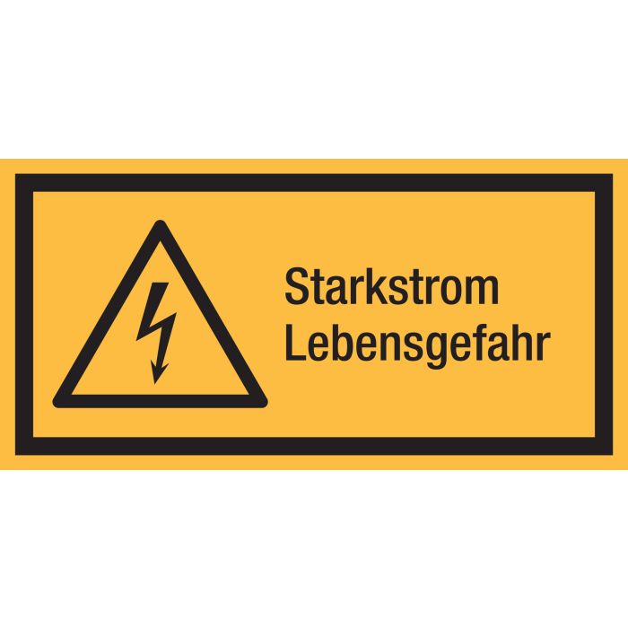 Warnzeichen Kombischild "Starkstrom Lebensgefahr" [W012], Text rechts Marahrens