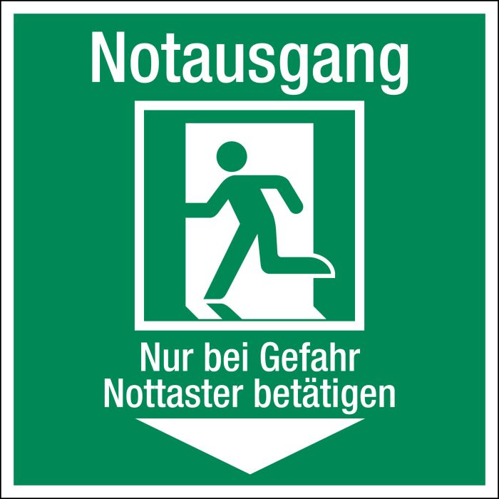 LEMAX Notausgang Aufkleber – Langnachleuchtend, 150x150 Mm, Selbstklebend (grün/weiß), Für Sicherheitskennzeichnung