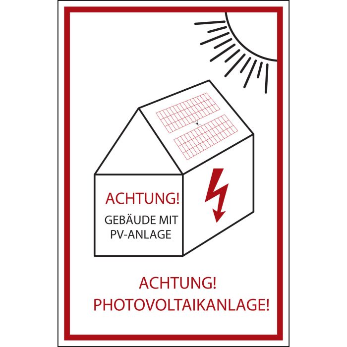 Hinweisschild Achtung! Photovoltaikanlage!, rot/schwarz - Marahrens