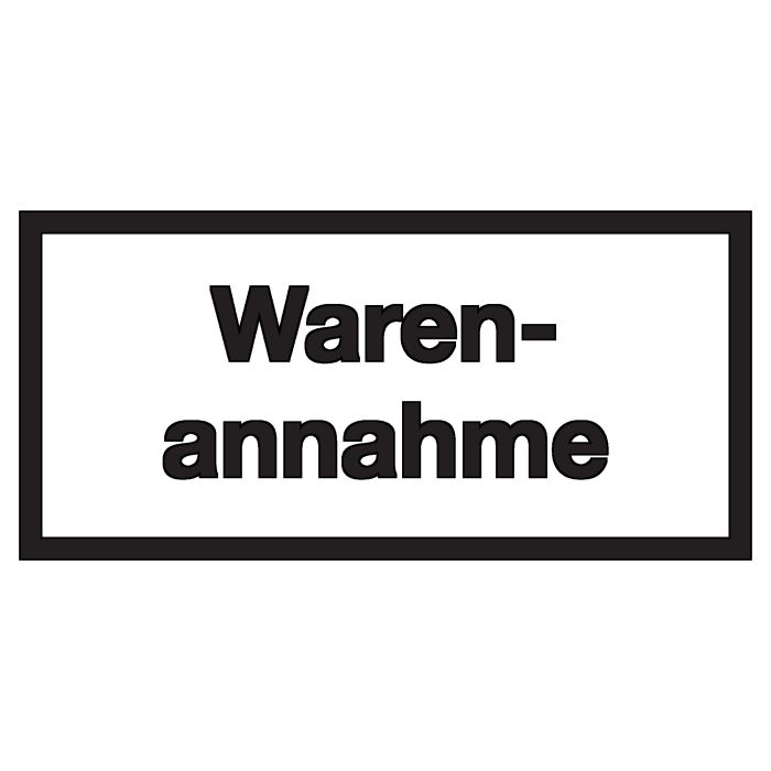 LEMAX Hinweisschild „Warenannahme“ – 120 X 350 Mm, Alu Geprägt, Weiß/schwarz, 4-fach Gelocht
