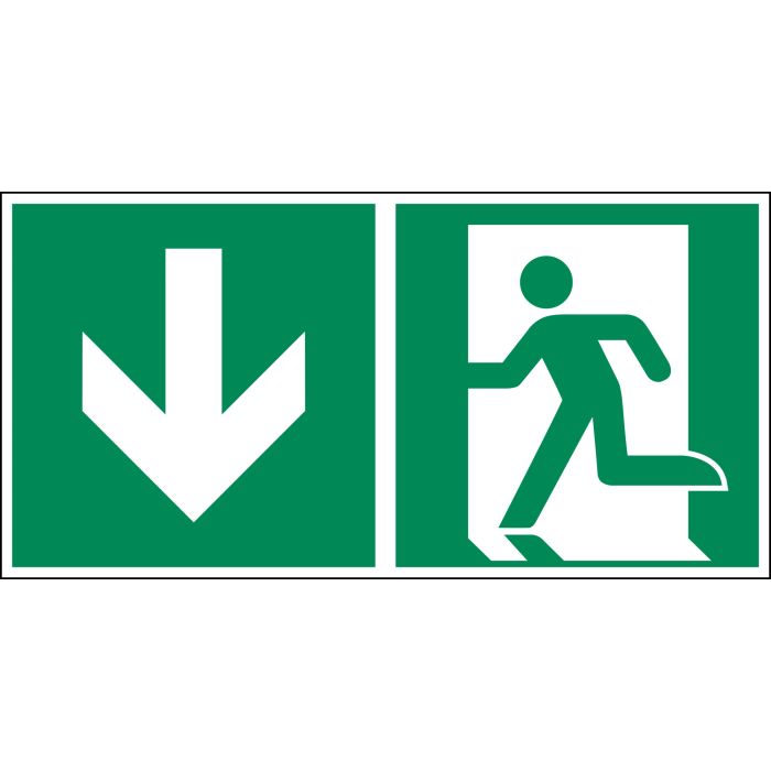 Rettungszeichen „Rettungsweg/ Notausgang mit Pfeil - abwärts“ [E001 ...