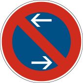 Halteverbotsschild "Eingeschränktes Halteverbot Mitte, Aufstellung rechts" [VZ 286-30], StVO