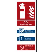 Brandschutzzeichen "Feuerlöscher CO2 Kohlendioxid", Aluminium (0,5 mm), 80 x 200 x 0,5 mm, langnachleuchtend, 55 / 8 mcd, LimarLite®