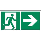 Rettungszeichen "Notausgang rechts - für Einschubstreifen" [E002], Folie (0,1 mm), ASR A1.3 / ISO 7010