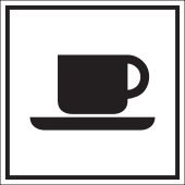 Türkennzeichnung "Kaffeetasse", schwarzes Piktogramm auf weißem Grund