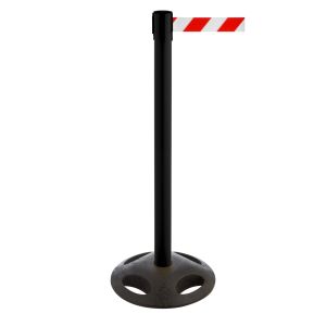 RS-Guideline GLA 25 OutdoorAbsperrpfosten, schwarz, Gurt rot / weiß 4 m