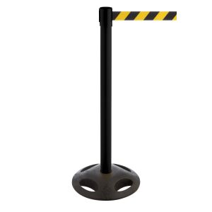 RS-Guideline GLA 25 OutdoorAbsperrpfosten, schwarz, Gurt gelb / schwarz 4 m
