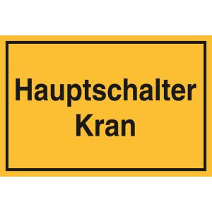 Hauptschalter Kran, gelb / schwarz, Kunststoff, 300 x 200 x 1 mm