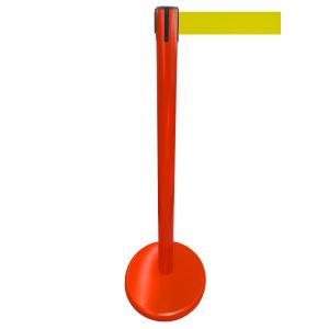 RS-Guideline GLA 45 Absperrpfosten, rot, 1000 mm, Gurt gelb 2,3 m