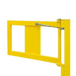 Geländer-Tür, gelb, Stahl, mit Gasdruckfeder und Mittelpfosten