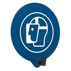 SECUPOINT Wandhaken, Symbol: Gesichtsschutz, blau, 163 x 195 mm