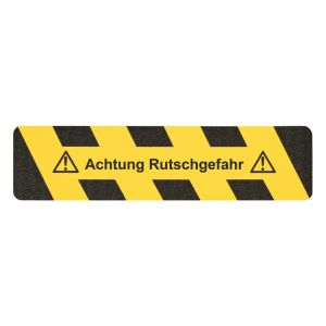 Antirutsch-Warnmarkierung mit Text: Achtung Rutschgefahr, gelb / schwarz, 610 x 150 mm