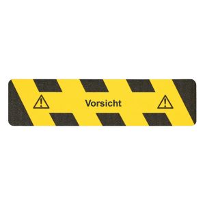 Antirutsch-Warnmarkierung mit Text: Vorsicht, gelb / schwarz, 610 x 150 mm