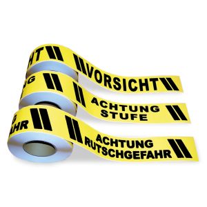 Antirutschbelag Warnmarkierung mit Text: Achtung Rutschgefahr, gelb / schwarz, 75 mm