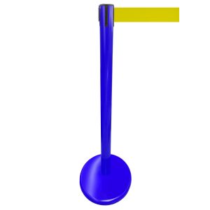 RS-Guideline GLA 45 Absperrpfosten, blau, 1000 mm, Gurt gelb 2,3 m