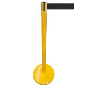 RS-Guideline GLA 45 Absperrpfosten, gelb, 1000 mm, Gurt schwarz 2,3 m