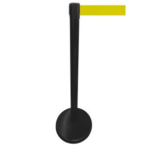 RS-Guideline GLA 45 Absperrpfosten, schwarz, 1000 mm, Gurt gelb 2,3 m