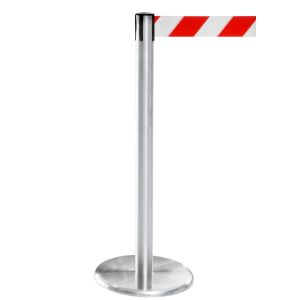 RS-Guideline GLA 45 Absperrpfosten Edelstahl, Gurt rot / weiß 4 m