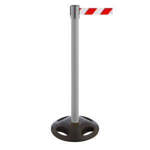 RS-Guideline GLA 25 OutdoorAbsperrpfosten, grau, Gurt rot / weiß 4 m