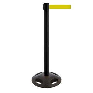 RS-Guideline GLA 25 OutdoorAbsperrpfosten, schwarz, Gurt gelb 4 m