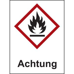 Flamme - Achtung, rot / schwarz, Folie, selbstklebend, 28 x 38 x 0,1 mm