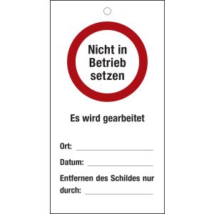 Nicht in Betrieb setzen, rot / schwarz, Kunststoff, 80 x 150 x 1 mm