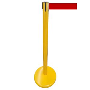 RS-Guideline GLA 45 Absperrpfosten, gelb, 1000 mm, Gurt rot 2,3 m