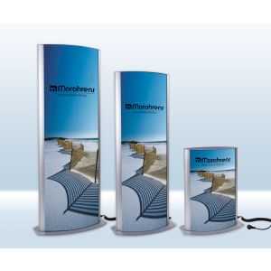 Leuchtsäulen für Plakate, doppelseitig gewölbt, silber eloxiert 