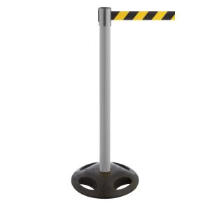 RS-Guideline GLA 25 OutdoorAbsperrpfosten, grau, Gurt gelb / schwarz 4 m