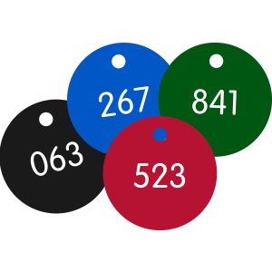 Kennzeichnungsmarken - gravierte Nummer 601-700, beidseitig rot, Alu, 30 x 1 mm