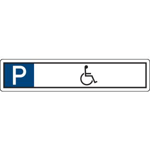 P + Rollstuhlfahrer-Symbol, blau, Alu, 520 x 110 x 2 mm