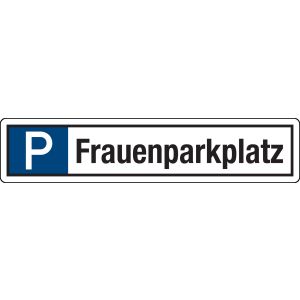 P + Frauenparkplatz, blau, Alu, 520 x 110 x 2 mm