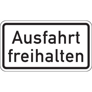 Zusatzzeichen 2026 Ausfahrt freihalten, 420 x 231 x 2 mm