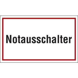 Notausschalter, rot / schwarz, Alu, 200 x 120 x 0,5 mm