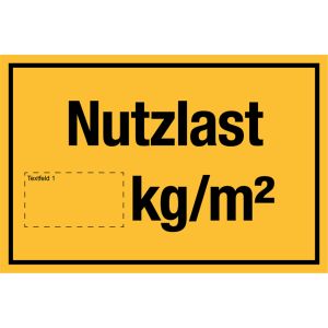 Nutzlast + Wunschgwicht, gelb / schwarz, Alu, 300 x 200 x 0,5 mm