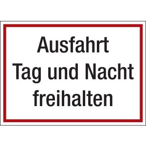 Ausfahrt Tag und Nacht freihalten, rot / schwarz, Alu, 350 x 250 x 0,5 mm