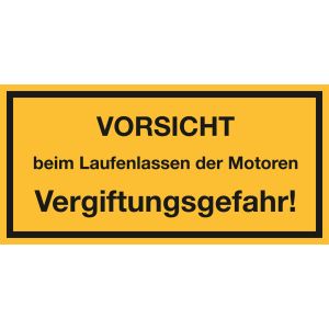 VORSICHT beim Laufenlassen der Motoren, gelb / schwarz, Alu, 350 x 170 x 0,5 mm