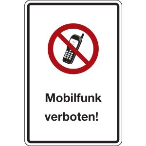 Mobilfunk verboten! , rot / schwarz, Alu, 400 x 600 x 2 mm