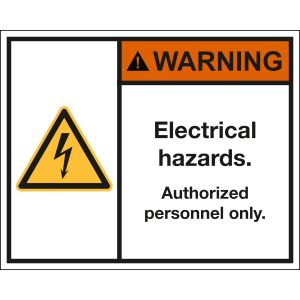Aufkleber WARNING Electrical hazards., Folie, selbstklebend, 100 x 80 x 0,1 mm, ANSI Z535, W012