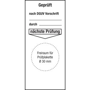 Labelident Grundplaketten – 76,2 X 50,8 Mm, Weiß-schwarz, Permanent Selbstklebend, PE, Für Prüfplaketten Nach DGUV, 1000 Stück Auf Rolle
