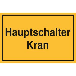 Hauptschalter Kran, gelb / schwarz, Kunststoff, 300 x 200 x 1 mm