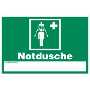 Kombischild Notdusche, Kunststoff, 300 x 200 x 1 mm