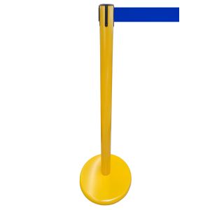 RS-Guideline GLA 45 Absperrpfosten, gelb, 1000 mm, Gurt blau 2,3 m