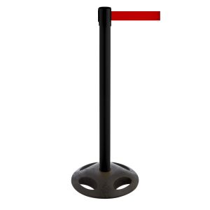 RS-Guideline GLA 25 OutdoorAbsperrpfosten, schwarz, Gurt rot 4 m