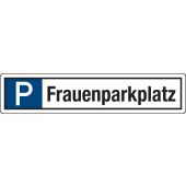 Verkehrsschild, Parkplatzschild "P + Frauenparkplatz", Aluminium (2 mm), 520 x 110 mm
