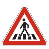 Verkehrsschild, Gefahrzeichen "Fußgängerüberweg, Aufstellung rechts" [VZ 101-11], StVO
